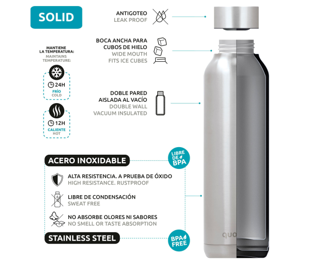 QUOKKA Butelka termiczna Solid ze stali nierdzewnej 630 ml (Umbra) - 1460768 - zdjęcie 2